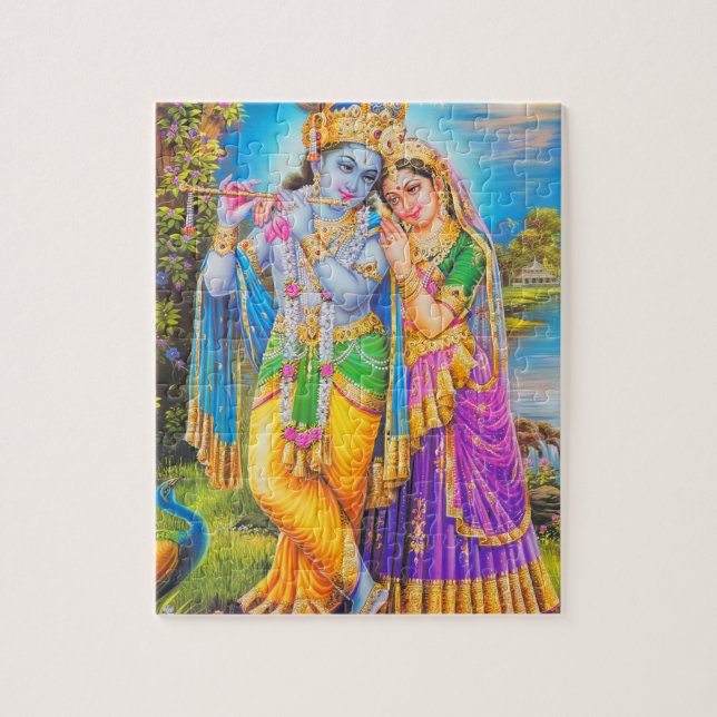 Puzzle Radha Krishna con flauta Hare Krishna (Vertical)
