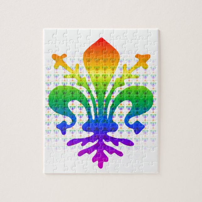 Puzzle Rainbow Fleur-de-lis (Vertical)