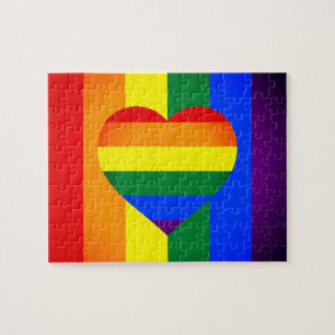 Puzzle Rainbow Heart & Pride Rainbow Flag /LGBT community