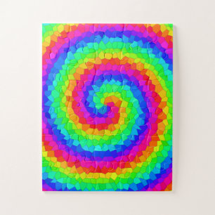 Puzzle Rainbow Spiral Mosaic Tile