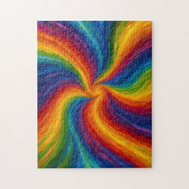 Puzzle Rainbow Swirls Texture Painting (Vertical)