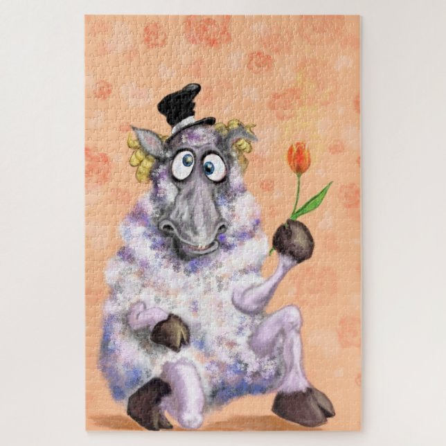 Puzzle Ram de amor - Romántico - Añadir tu texto / nombre (Vertical)