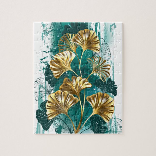 Puzzle Rama con hojas doradas Ginko Biloba (Vertical)