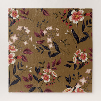 Puzzle Rama de flores rosadas, composición abstracta.