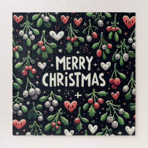 Puzzle Rama de muérdago navideño adorable