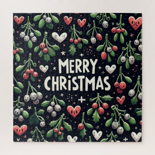 Puzzle Rama de muérdago navideño adorable (Vertical)