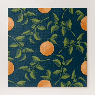 Puzzle Ramas de cítricos de Naranja de fondo oscuro