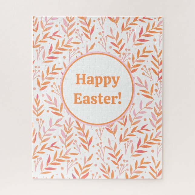 Puzzle Ramas de las acuarelas pasteles naranja y rosa (Vertical)