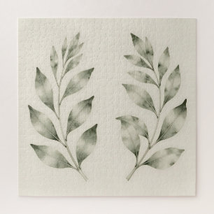Puzzle Ramas de Laurel con Acuarela Elegante