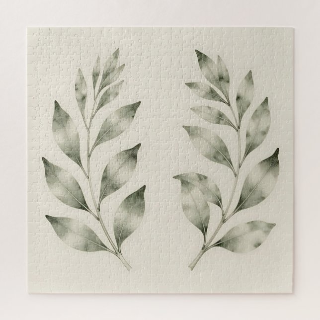 Puzzle Ramas de Laurel con Acuarela Elegante (Vertical)