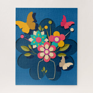 Puzzle Ramo de flores modernas bonitas y coloridas sobre