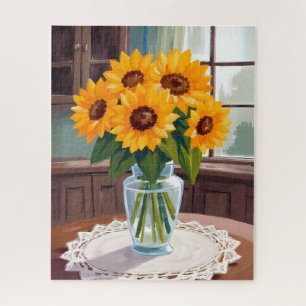 Puzzle Ramo de girasoles acuarela floral amarillo pintado