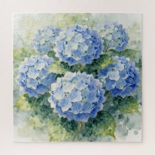 Puzzle Ramo de Hortensias Azules al Acuarela