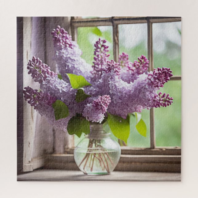 Puzzle Ramo de lilas en la ventana (Vertical)