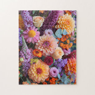 Puzzle Ramo de Otoño con Dahlias, Freesias y Gerbera