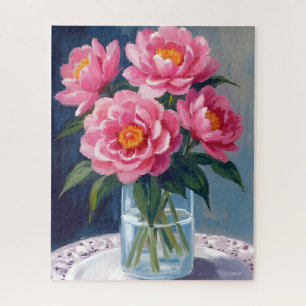 Puzzle Ramo de peonías Rosadas Flores Pintura Floral