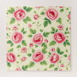 Puzzle Ramo de rosa rosa vintage floral pastel chintz