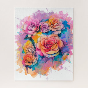 Puzzle Ramo de Rosas con Toques de Acuarela Moderna