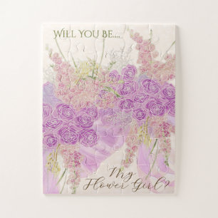 Puzzle Ramo Vintage Dusty Rose y Lazo Ombré de Orquídea-F