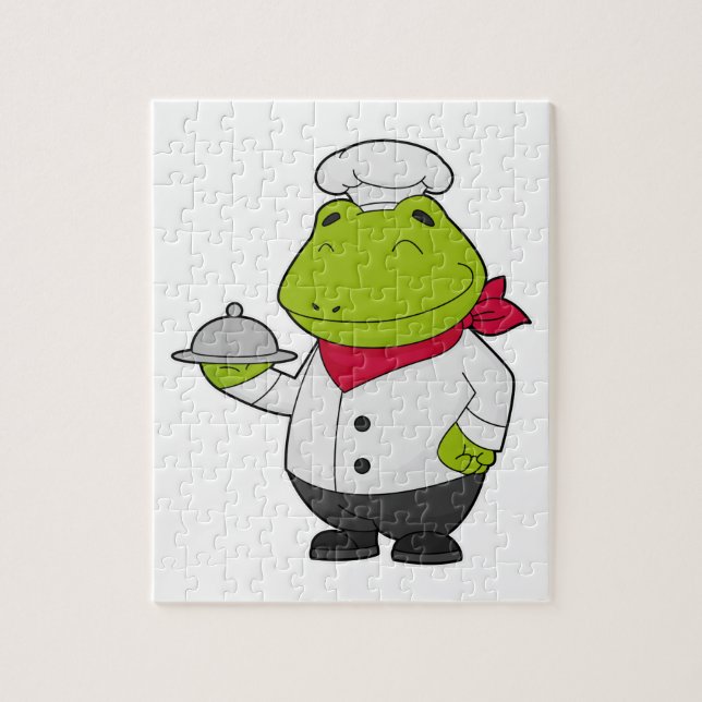 Puzzle Rana como cocinero con bandeja (Vertical)