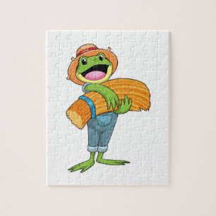 Puzzle Rana como granjero con paja