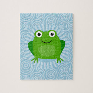 Puzzle Rana divertida - Froggy lindo en azul