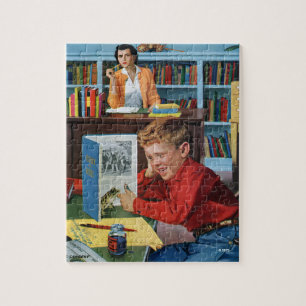 Puzzle Rana en la biblioteca