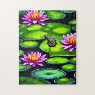 Puzzle Rana pequeña en Lily Pad