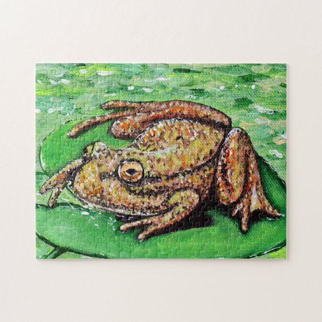 Puzzle Rana sobre una pintura Lily Pad (Horizontal)