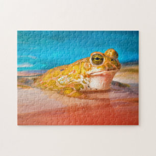 Puzzle Rana verde Anfibio en pintura de foto de agua