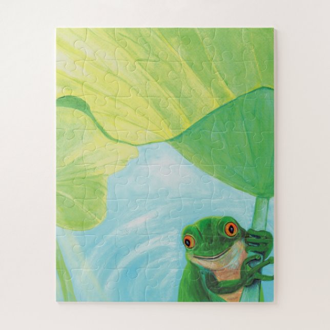 Puzzle Rana verde bajo Lily Pad (Vertical)
