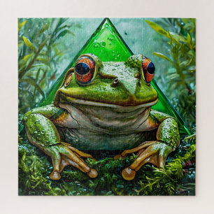 Puzzle Rana Verde Vibrante Con Ojos Atractivos
