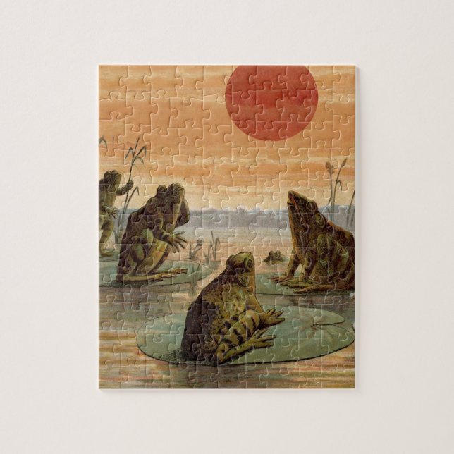 Puzzle Ranas Lily Pads Moon Ilustracion (Vertical)
