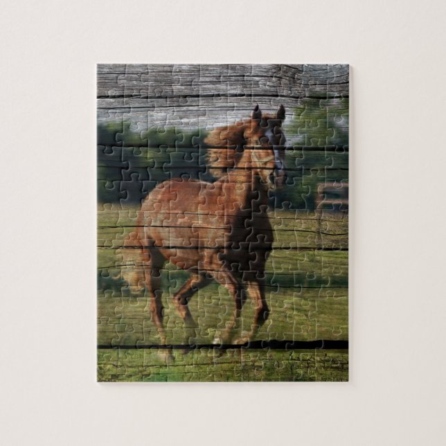 Puzzle Rancho del campo de Woodgrain de Barn Galloping Ca (Vertical)