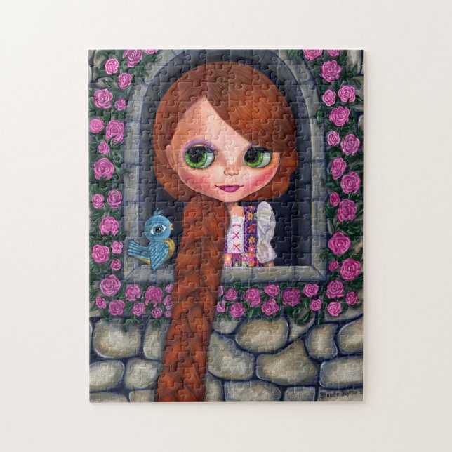Puzzle Rapunzel Big Eyes Chica Doll Cute Redhead Bluebird (Vertical)