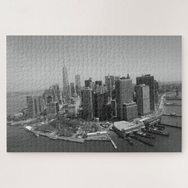 Puzzle Rascacielos de Manhattan en Nueva York Blanco Negr (Horizontal)