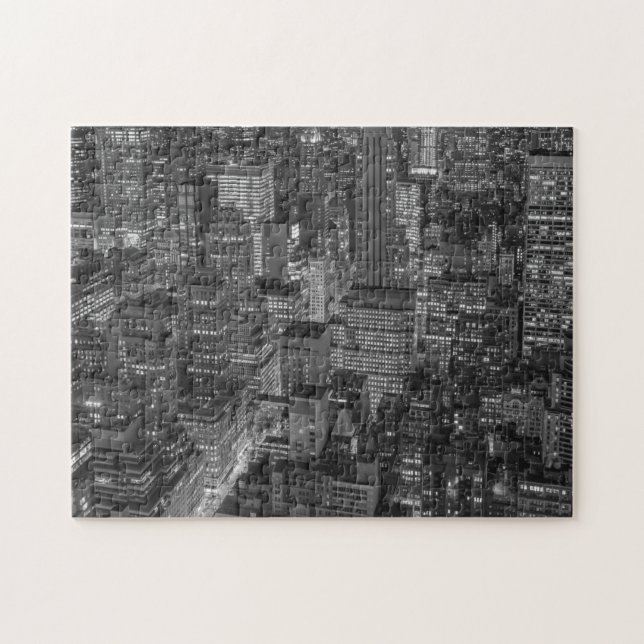 Puzzle Rascacielos de Manhattan en Nueva York Blanco Negr (Horizontal)
