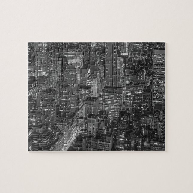 Puzzle Rascacielos de Manhattan en Nueva York Blanco Negr (Horizontal)