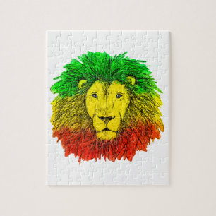 Puzzle Rasta cabeza de león rojo dibujo verde amarillo Ja