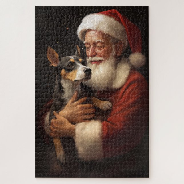 Puzzle Rat Terrier Con Santa Claus Navidades festivos (Vertical)