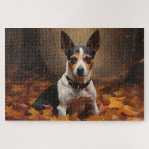 Puzzle Rat Terrier en otoño hojas caídas inspiran