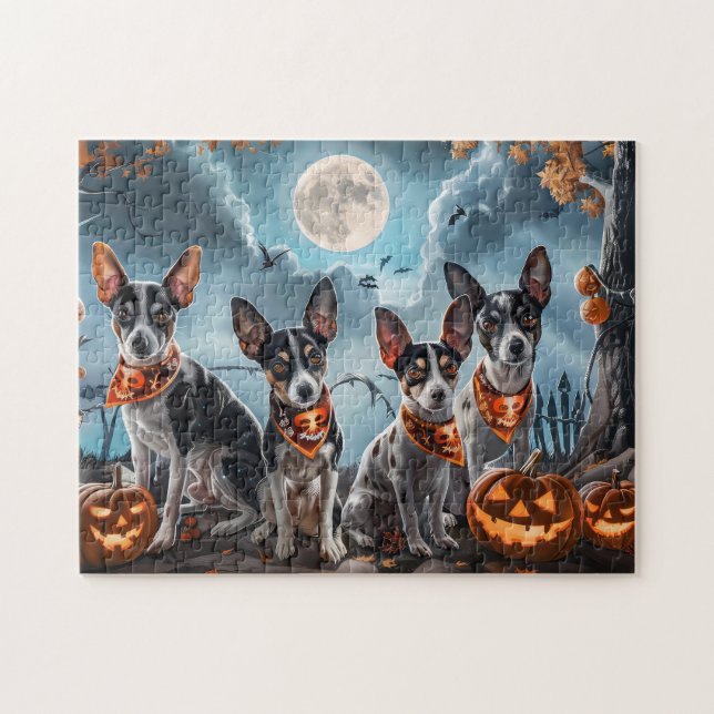 Puzzle Rat Terrier Halloween Spooky (Horizontal)