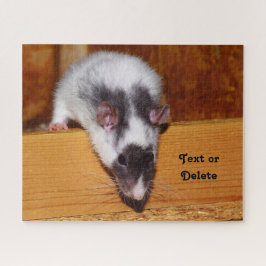 Puzzle Rata Mascota mascarada blanca y negra personalizad