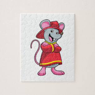 Puzzle Ratón como bombero con casco