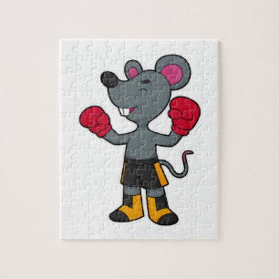 Puzzle Ratón como boxeador con guantes de boxeo