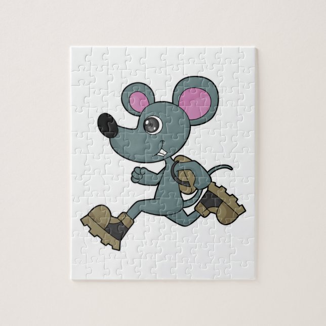 Puzzle Ratón como corredora con mochila (Vertical)