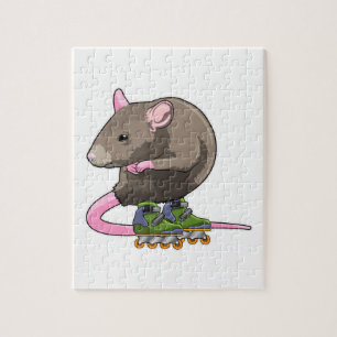 Puzzle Ratón como patinador en línea con patines en línea