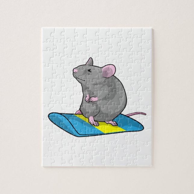 Puzzle Ratón como snowboard con Snowboard (Vertical)
