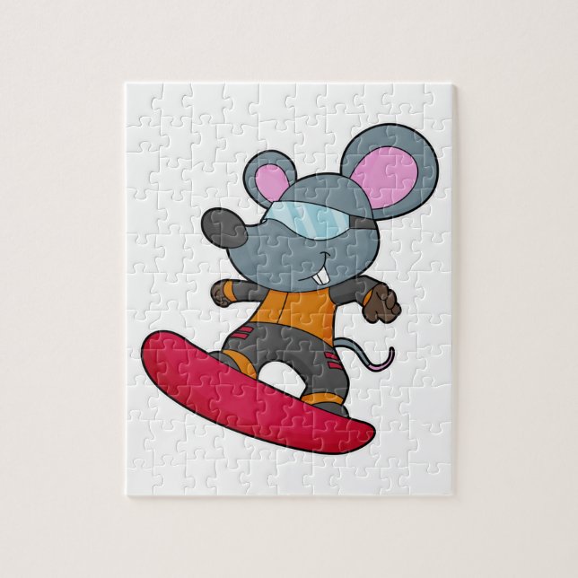Puzzle Ratón como snowboard con Snowboard (Vertical)