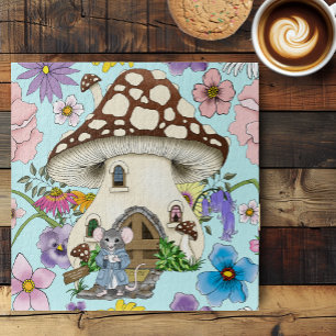 Puzzle Ratón de fantasía caprichosa Casa de hongos floral